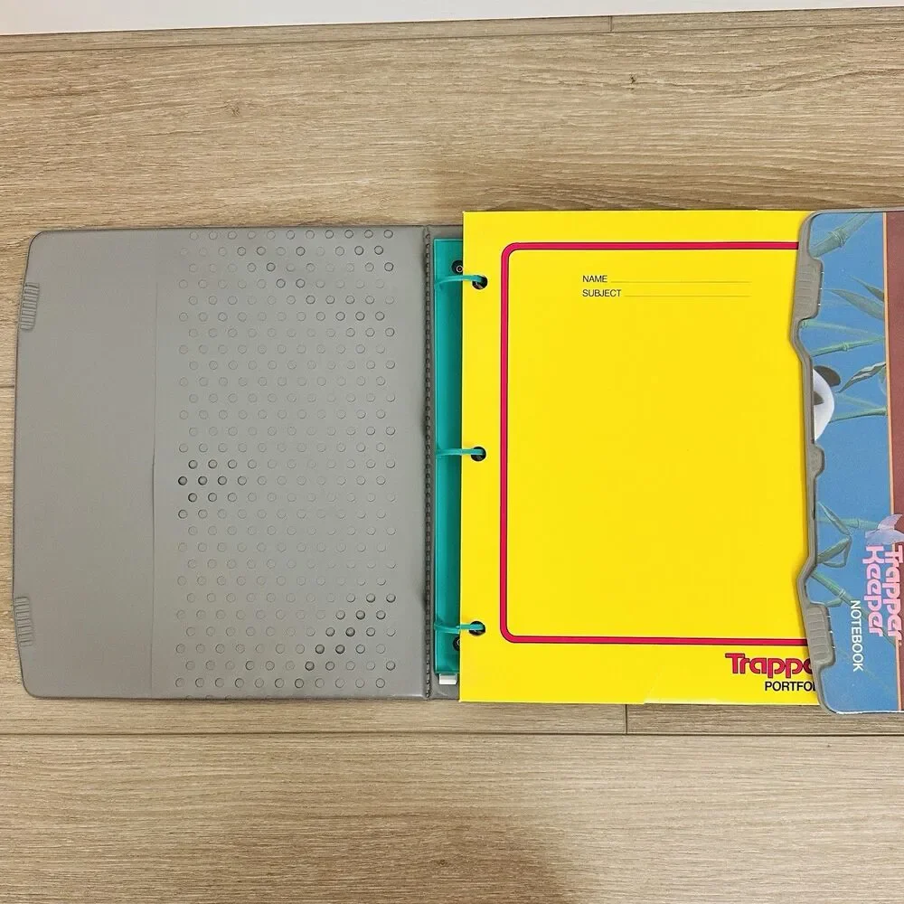 Vintage 90s Mead Trapper Keeper Binder Folders Panda Bear 1991 Complete
